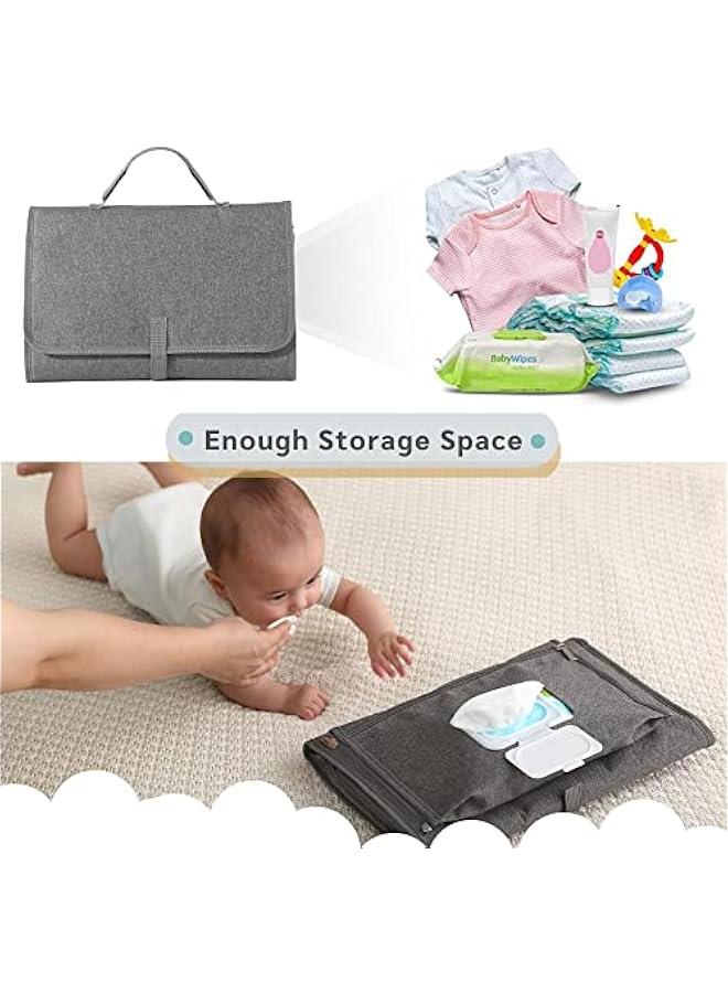 Baby Portable Changing Pad with Wipes Pocket for Diaper Bag Wipeable Waterproof Newborn Travel Mat Shower Gifts