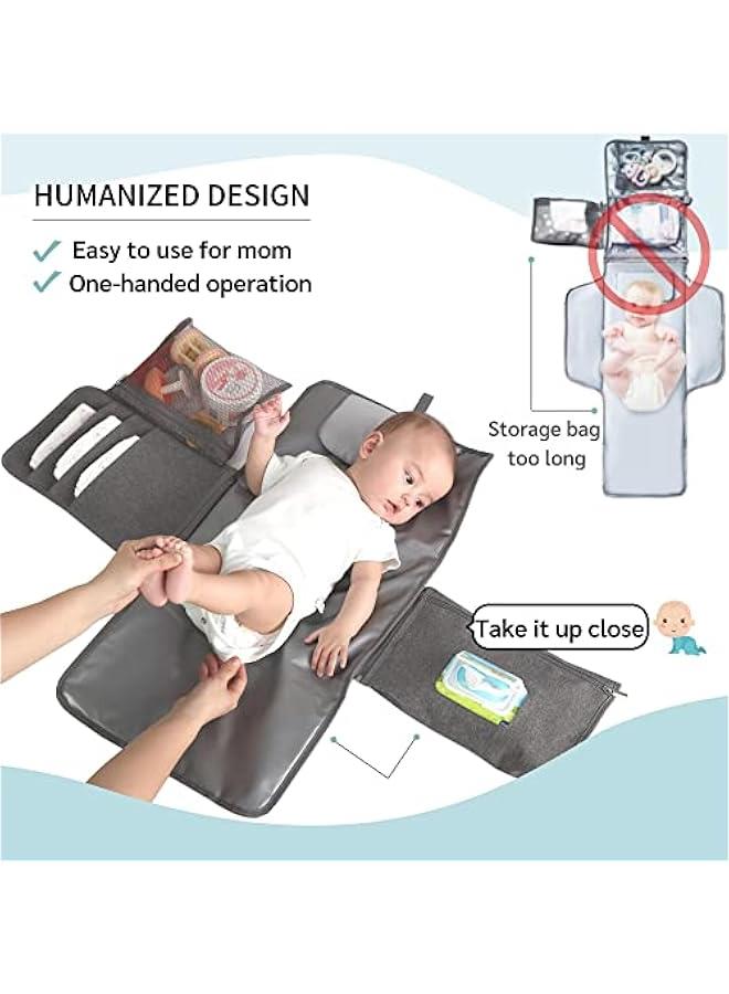 Baby Portable Changing Pad with Wipes Pocket for Diaper Bag Wipeable Waterproof Newborn Travel Mat Shower Gifts