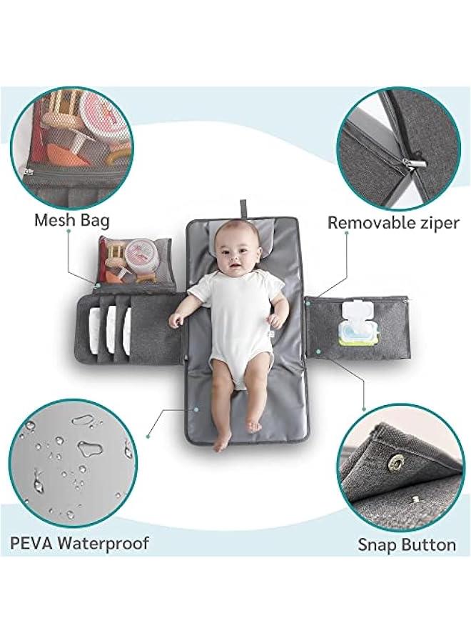 Baby Portable Changing Pad with Wipes Pocket for Diaper Bag Wipeable Waterproof Newborn Travel Mat Shower Gifts