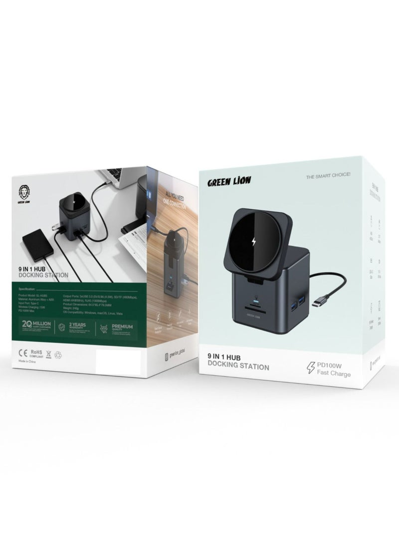 9 IN 1 Hub Docking Station PD100W Fast Charge_Black