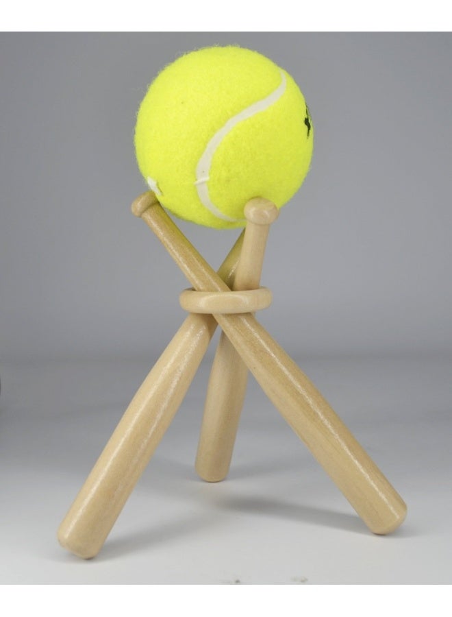 Wooden Baseball Display Stand Holder Consists Of 3 Mini Baseball Bat