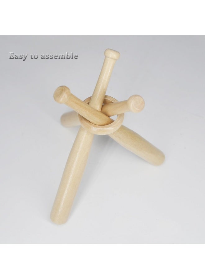 Wooden Baseball Display Stand Holder Consists Of 3 Mini Baseball Bat