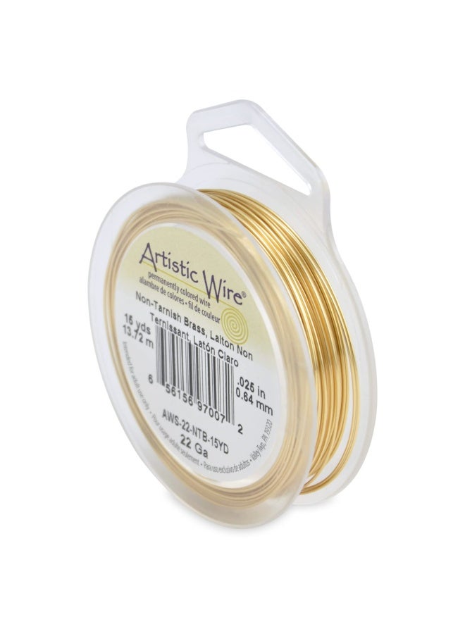 Artistic Wire 22 Gauge Tarnish Resistant Brass Craft Jewelry Wrapping Wire  Gold Color  15 Yd