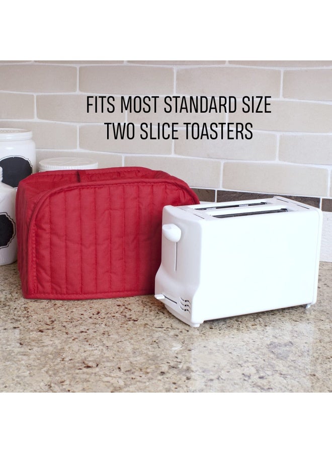 Two Slice Toaster Cover Paprika - RITZ Polyester Cotton Quilted Two Slice Toaster Appliance Cover Dust and Fingerprint Protection Machine Washable Paprika Red