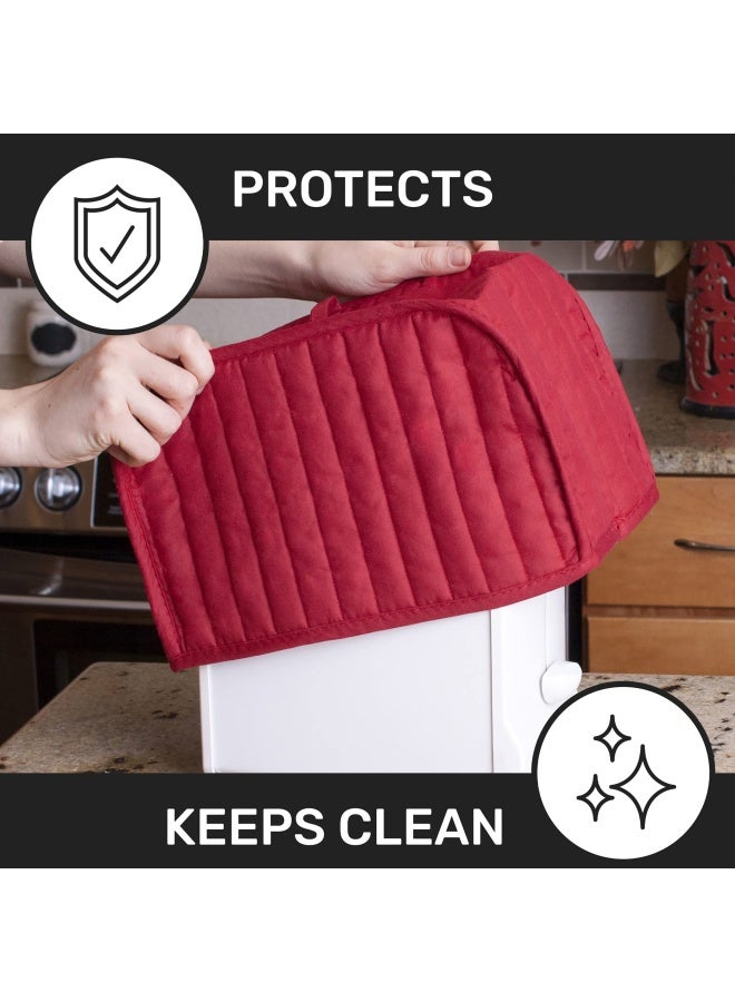 Two Slice Toaster Cover Paprika - RITZ Polyester Cotton Quilted Two Slice Toaster Appliance Cover Dust and Fingerprint Protection Machine Washable Paprika Red