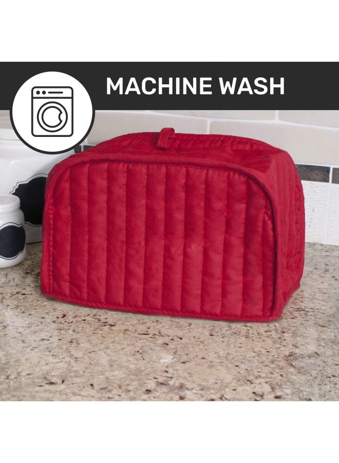 Two Slice Toaster Cover Paprika - RITZ Polyester Cotton Quilted Two Slice Toaster Appliance Cover Dust and Fingerprint Protection Machine Washable Paprika Red