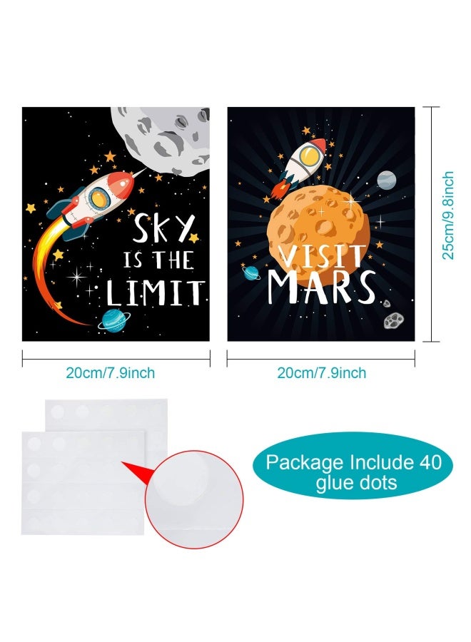 9 Pieces Outer Space Decor for Kids Room Boy Bedroom Space Posters 8 x 10 Inch Cute Inspirational Art Decoration for Boys and Girls Playroom Space Nursery Decor