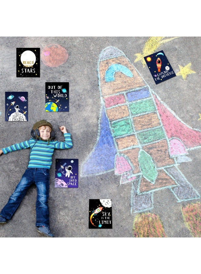 9 Pieces Outer Space Decor for Kids Room Boy Bedroom Space Posters 8 x 10 Inch Cute Inspirational Art Decoration for Boys and Girls Playroom Space Nursery Decor