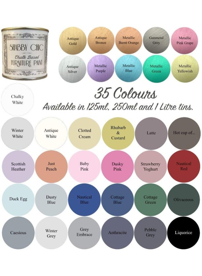 Shabby Chic Chalk Based Furniture Paint Liquorice Black 250Ml Matt Finish Water Based Paint