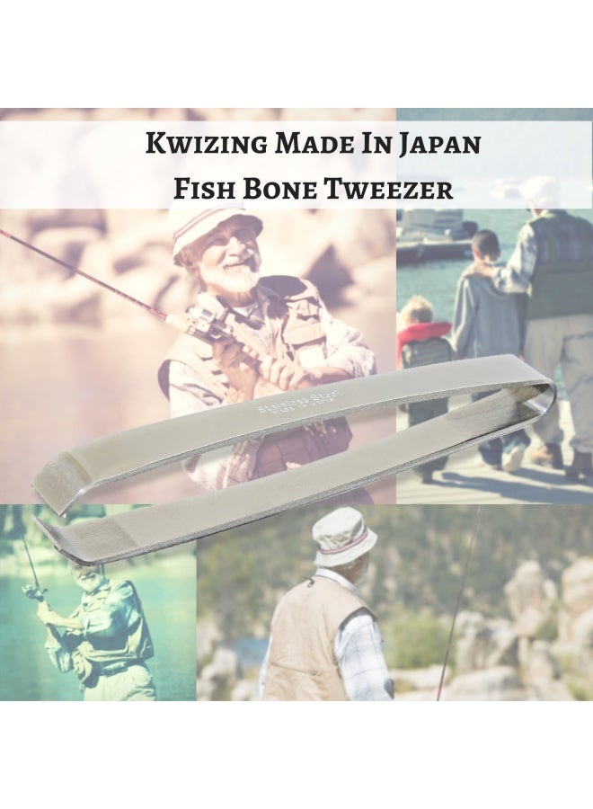 Kwizing12cm -   Fish Bone Tweezers - Non-Slip Precision Grip - Debone Salmon Bass Catfish - Stainless Steel Handmade Japanese Craftsmanship 12cm