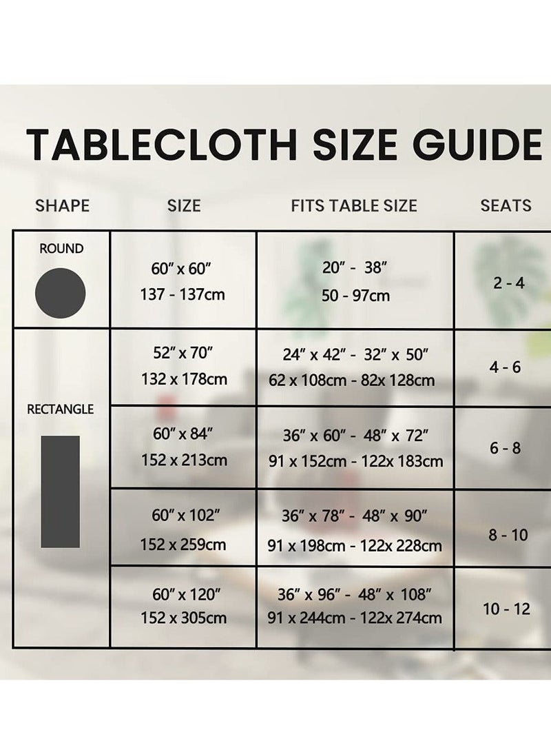 Rectangle Vinyl Tablecloth,100% Waterproof Heavy Duty Oil Spill Proof Stain Resistant Plastic PU Table Cover with Flannel Backing for KitchenDiningParties