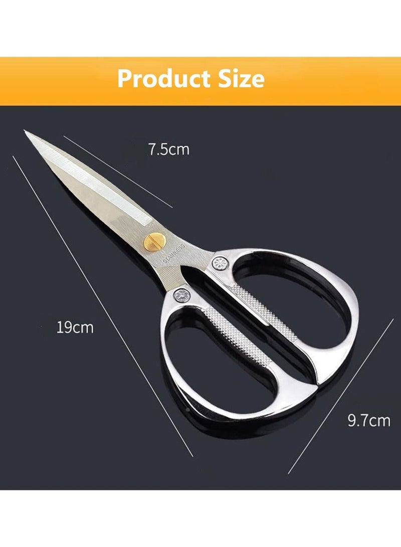 Kitchen Scissors, Heavy Duty Stainless Steel Kitchen Shears, Multi-Purpose Kitchen Shears, Non Slip Sharp Cooking Scissors for Kitchen, Chicken, Poultry, Fish, Meat, Herbs (Silver)