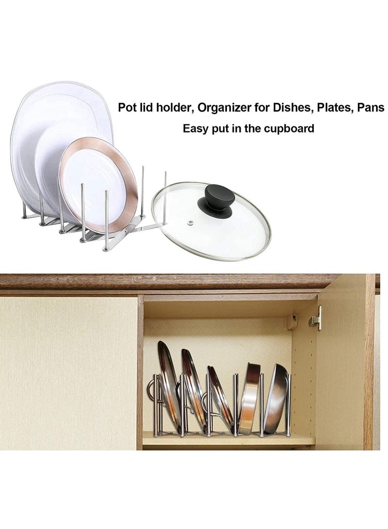 Pot Lid Holder, Multifunctional Telescopic Storage Rack, Kitchenware Dividers Holder for Grills Plates, Pans, Cutting Boards, Muffin Tins, Baking Sheets in Cabinets Shelf Countertop Pantry