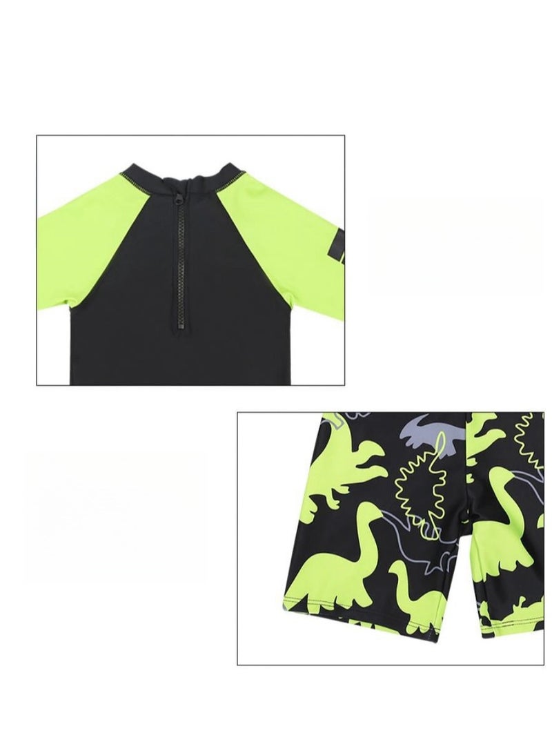 Children's 3-piece Swimsuit Cartoon Dinosaur Long Sleeved Sunscreen Quick Drying Swimsuit