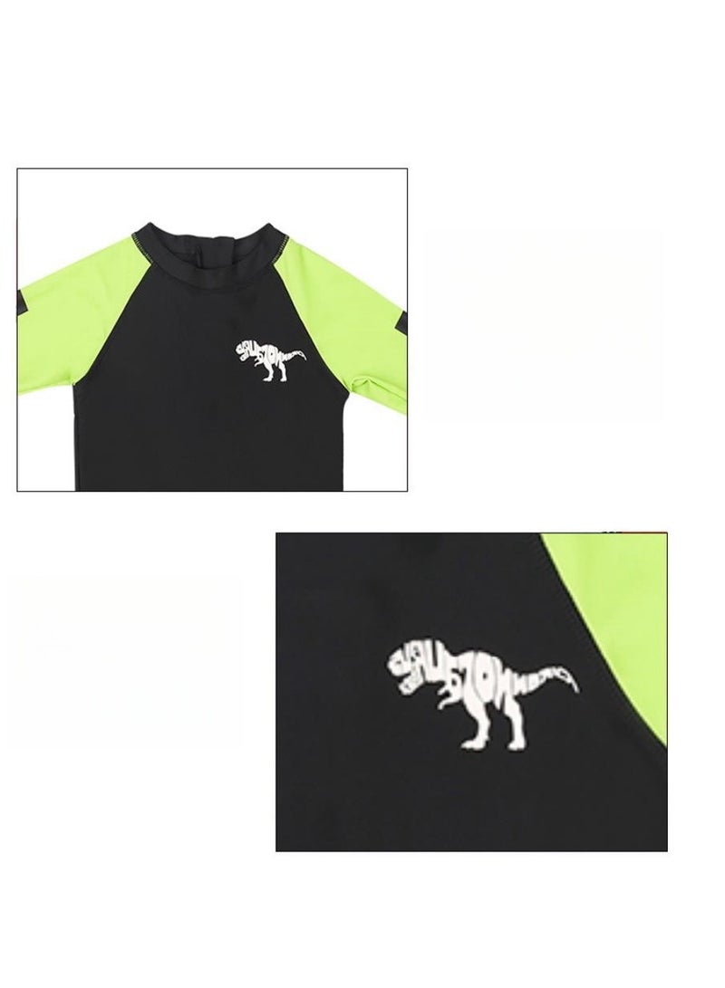 Children's 3-piece Swimsuit Cartoon Dinosaur Long Sleeved Sunscreen Quick Drying Swimsuit