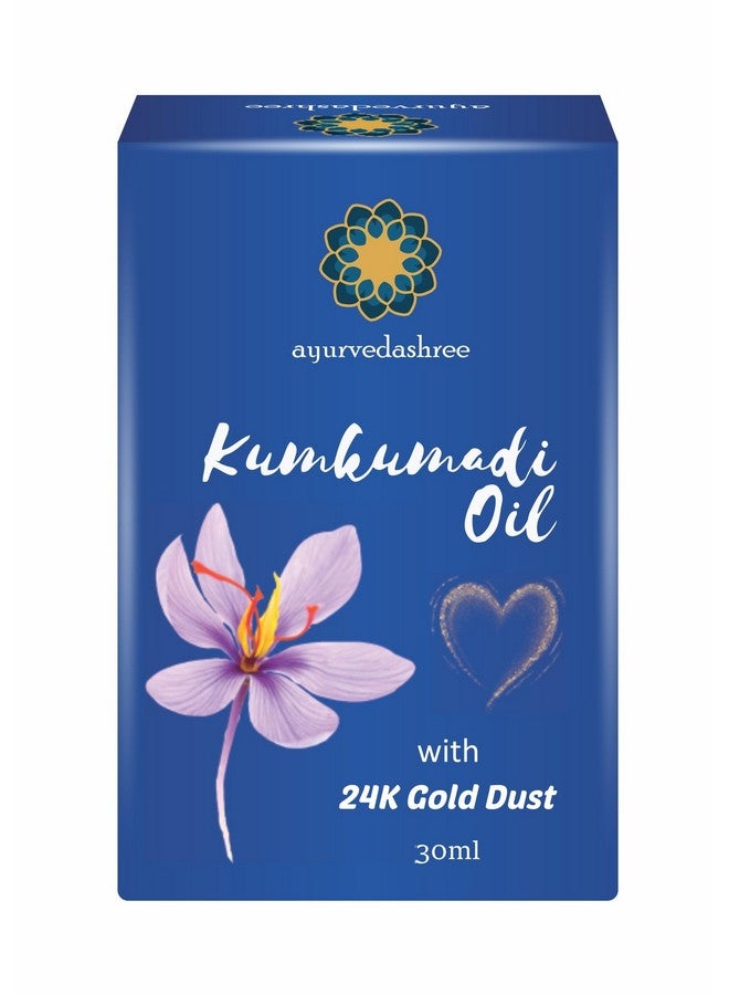 Kumkumadi Oil 30 Ml With 24K Gold Flakes Almond Oil Sesame Oil Olive Oil Walnut Oil Castor Oil Coconut Oil Jojoba Oil Carrot Seed Oil And Other Natural Herbs