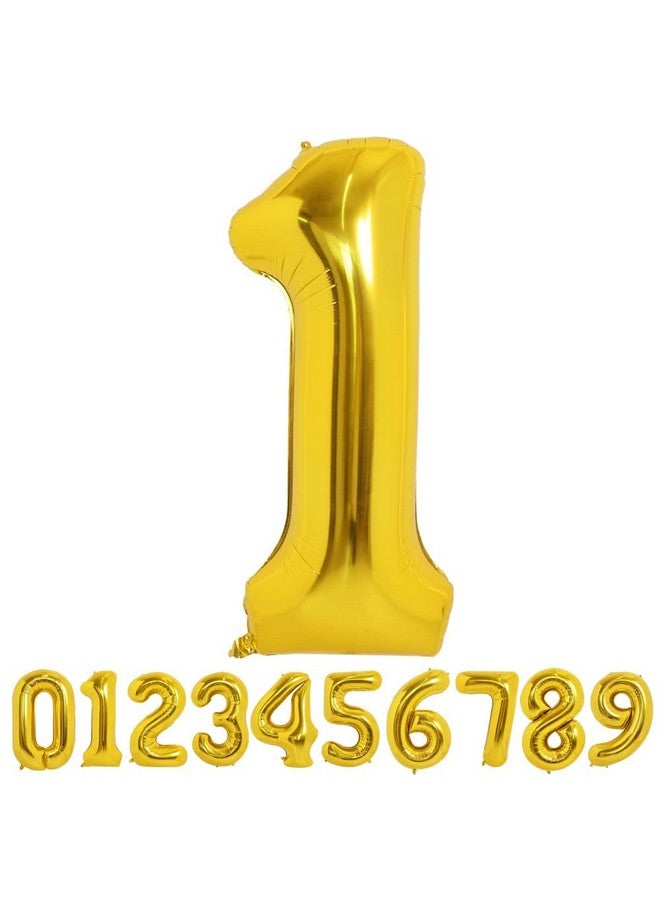 50 Inch Large Gold Number Balloons 09 Foil Mylar Big Digital Balloon Number 1 Digit One For Birthday Party Wedding Bridal Shower Engagement Photo Shoot Anniversary (Gold One)