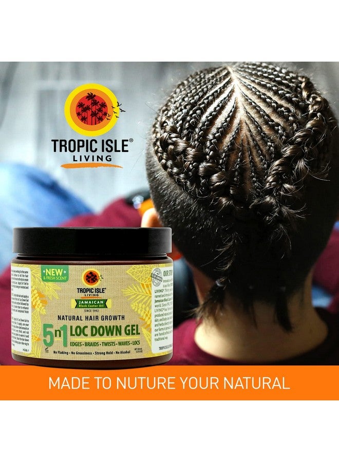 5N1 Loc Down Gel 12Oz For Edges Braids Locs Twists Waves Lasting Hold Shine & Protected Hair Growth Reduces Itchy Scalp With Jamaican Black Castor Oil