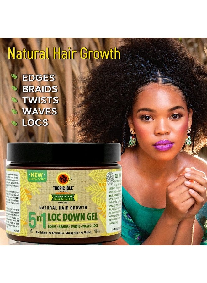 5N1 Loc Down Gel 12Oz For Edges Braids Locs Twists Waves Lasting Hold Shine & Protected Hair Growth Reduces Itchy Scalp With Jamaican Black Castor Oil