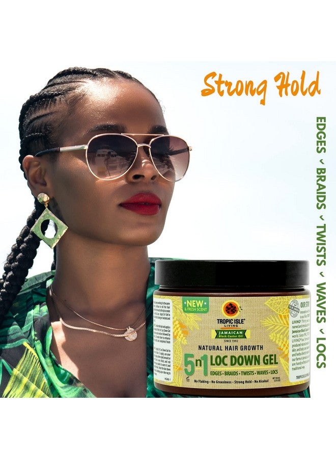 5N1 Loc Down Gel 12Oz For Edges Braids Locs Twists Waves Lasting Hold Shine & Protected Hair Growth Reduces Itchy Scalp With Jamaican Black Castor Oil