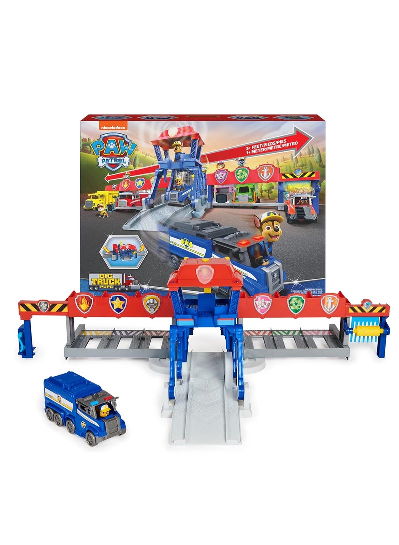 Big Truck Pups Truck Stop HQ, Transming Playset, Action Figures, Toy Cars, Lights and Sounds, Kids Toys Ages 3 and up