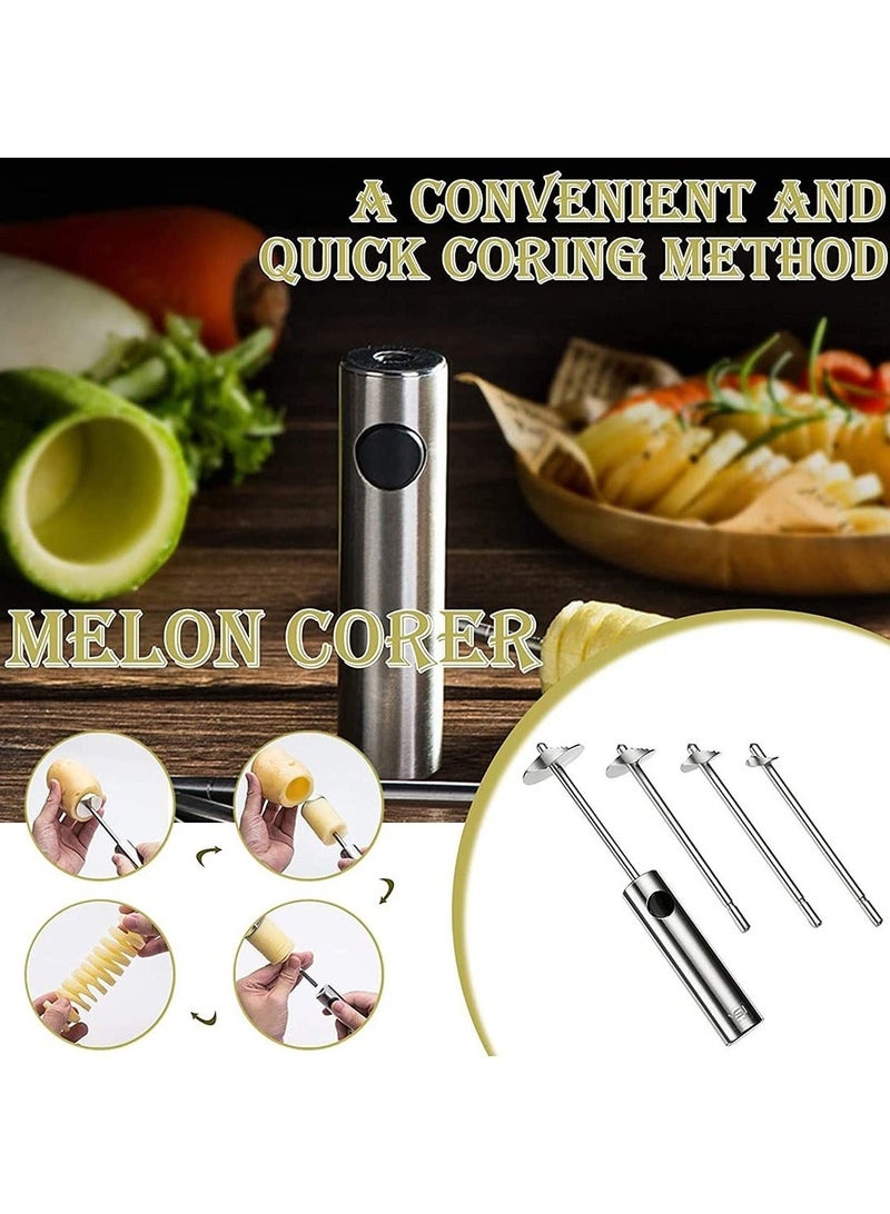 Fruit Corer,  Vegetable Digging Rotating Drill Stainless Steel Fruit Corer Apple Corer Set Core Remover Tool for Apple/Pear/Cherry for Children Food...