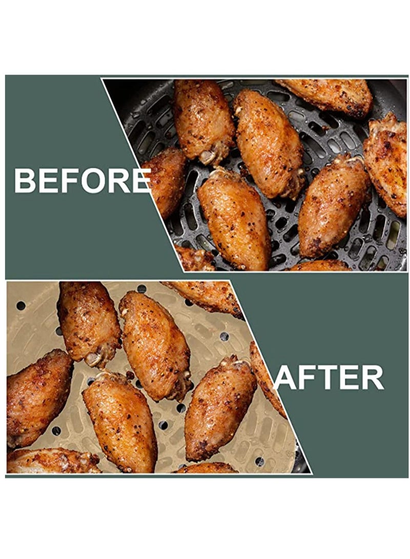 Air Fryer Parchment Paper Liners 8.5 inch Pre Cut Baking Paper Cooking Sheets Perforated Parchment Paper for Air Fryer Bamboo Steamer Basket Square 100 PCS