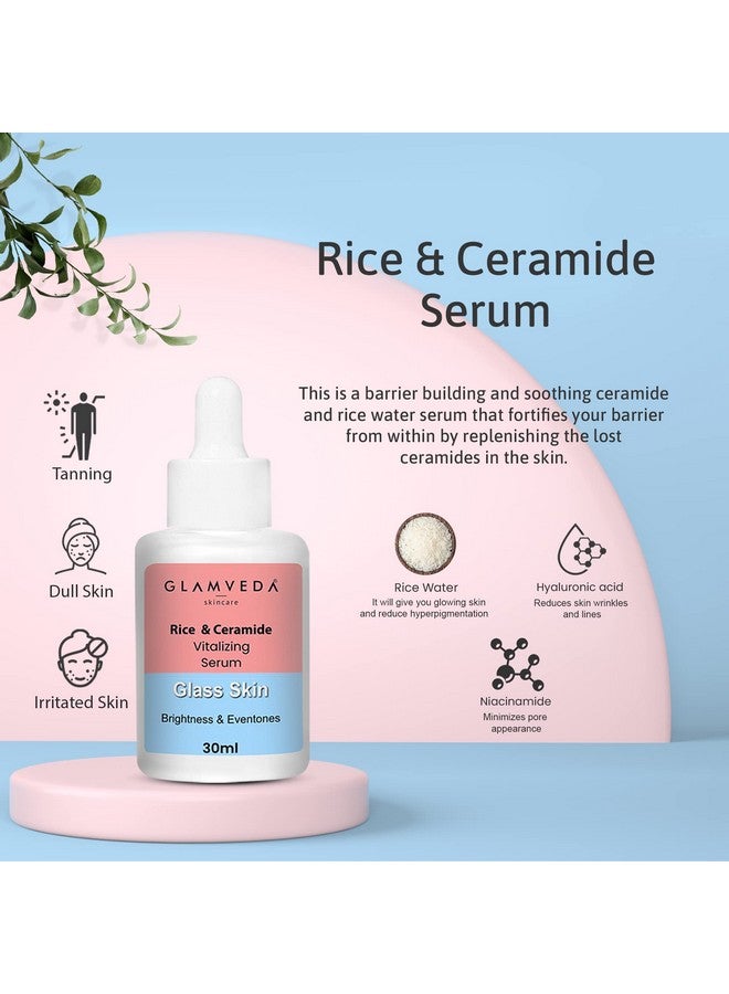 Korean Glass Skin Rice & Ceramide Face Serum & Moisturizer Combo For Dry & Sensitive Skin Types