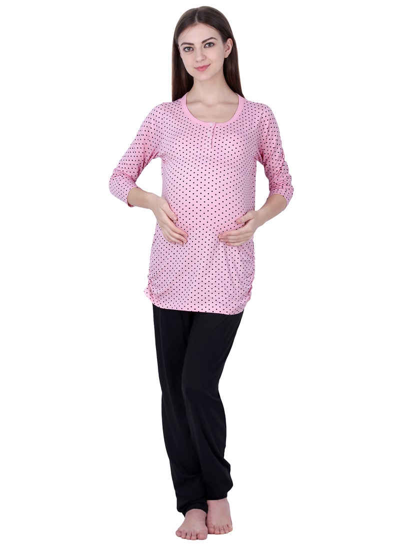 Polo Maternity Polka Dot Top Pink