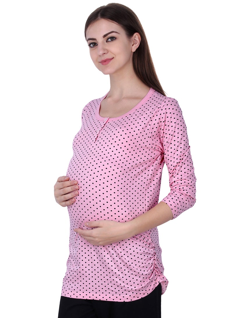 Polo Maternity Polka Dot Top Pink