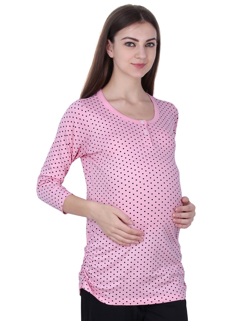 Polo Maternity Polka Dot Top Pink