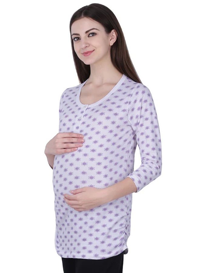 Polo Maternity Printed Top White