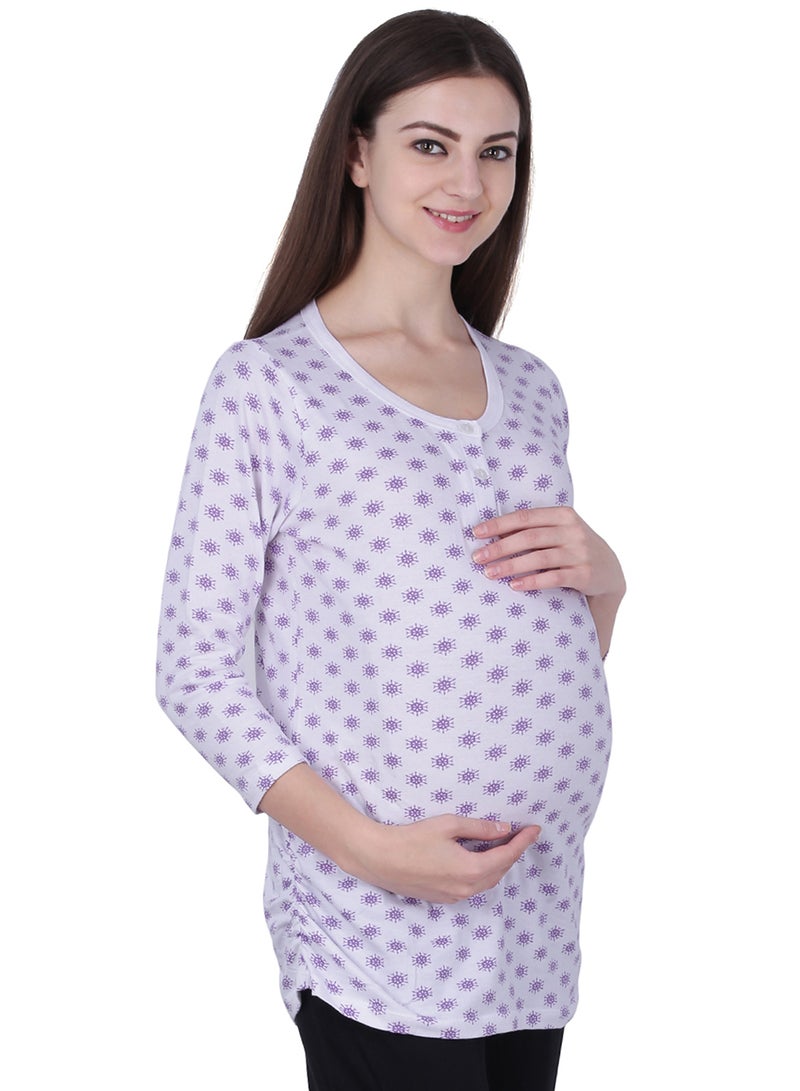 Polo Maternity Printed Top White