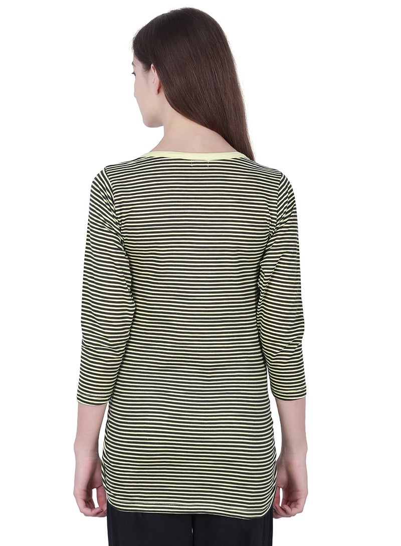 Polo Maternity Striped Top Green