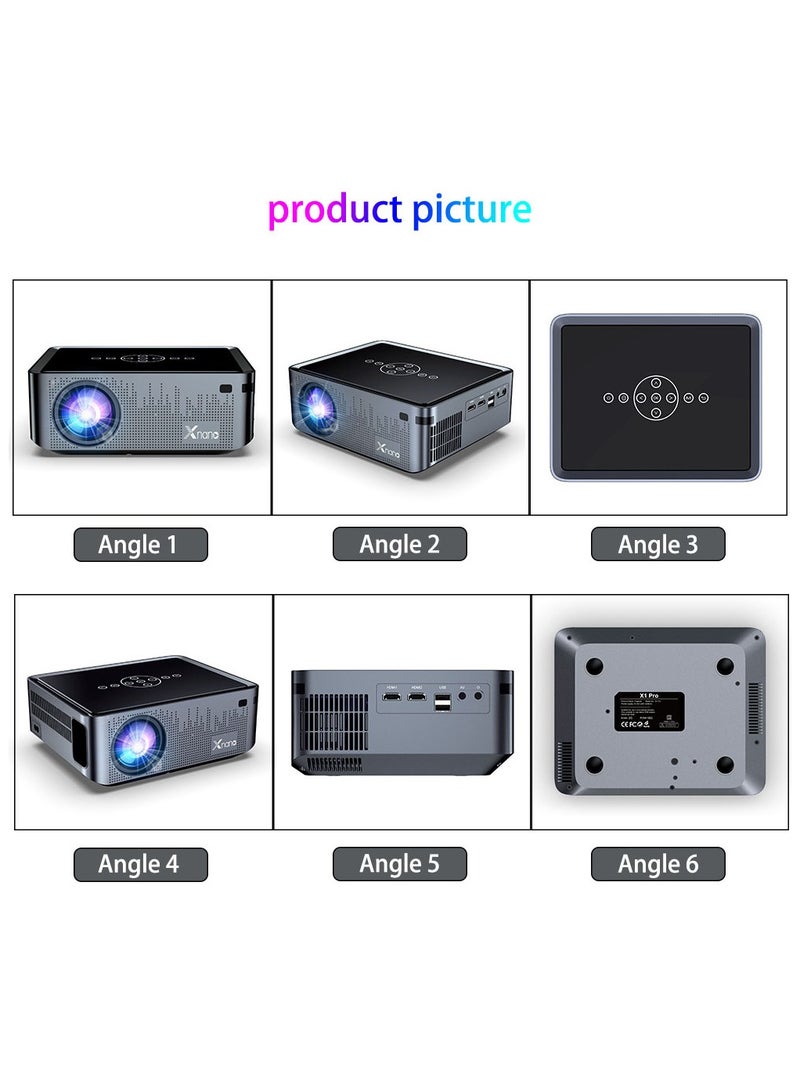 Professional Projector X1 Pro Full HD 5G Smart Projector Full HD 8K 1080P Resolution 12000 Lumens Dual Band WiFi Auto Focus Grey