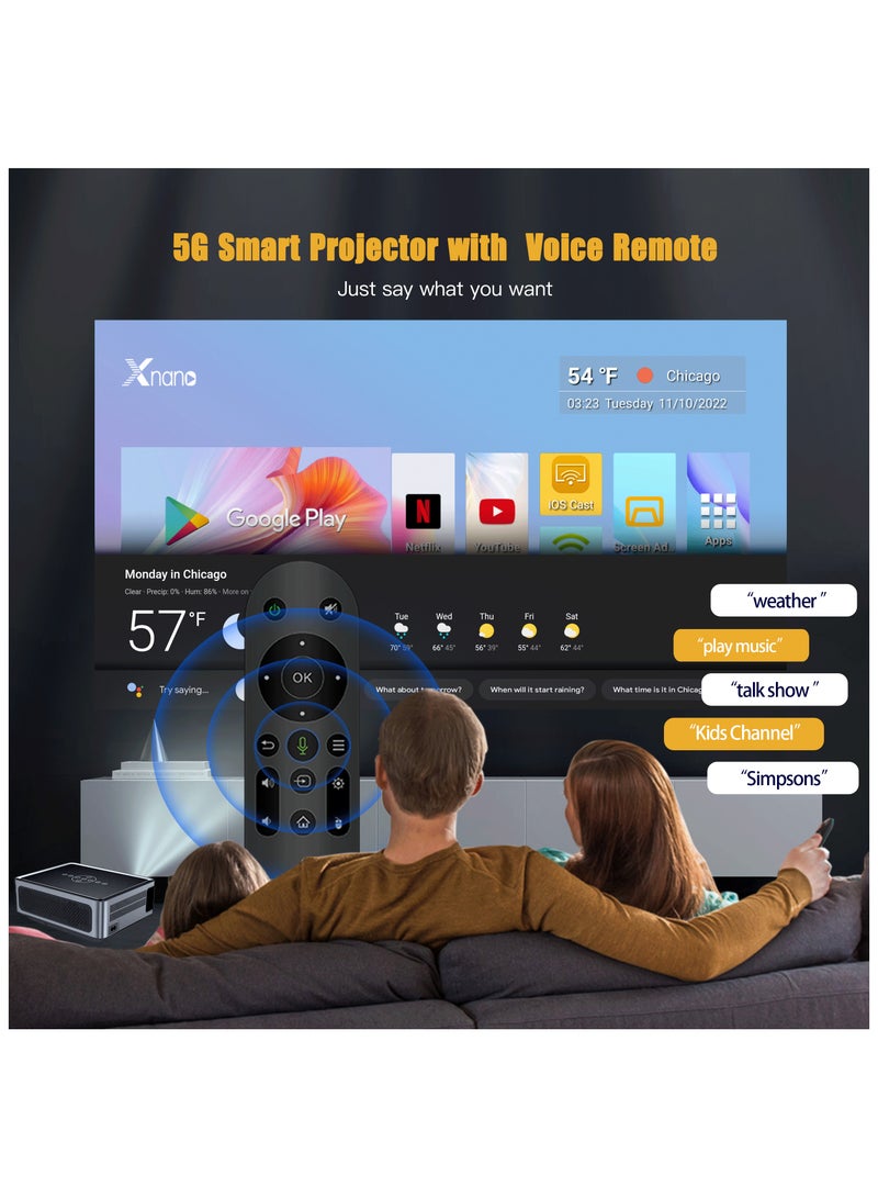 Professional Projector X1 Pro Full HD 5G Smart Projector Full HD 8K 1080P Resolution 12000 Lumens Dual Band WiFi Auto Focus Grey