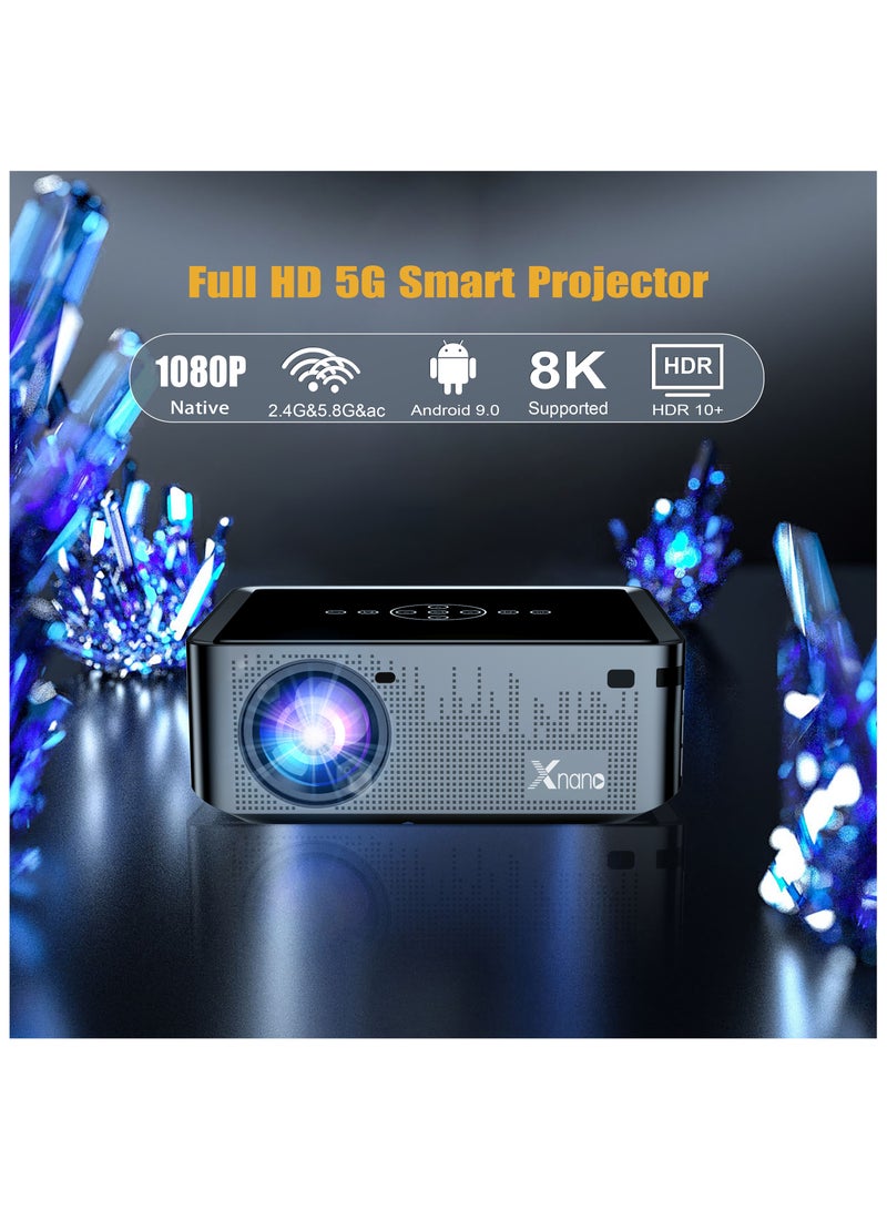 Professional Projector X1 Pro Full HD 5G Smart Projector Full HD 8K 1080P Resolution 12000 Lumens Dual Band WiFi Auto Focus Grey