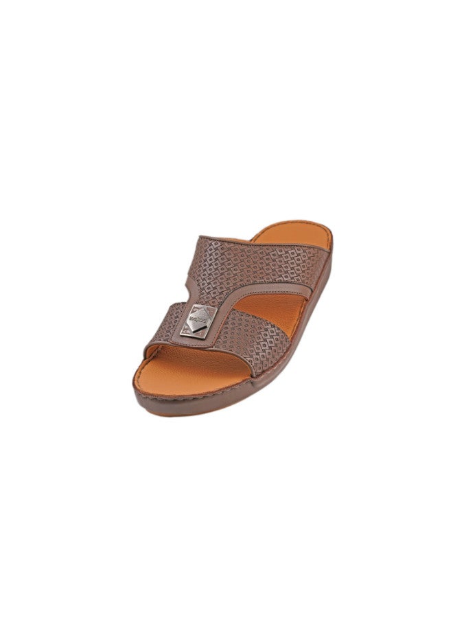 008-2879 Barjeel Uno Mens Arabic Sandals 001928 Print Brown