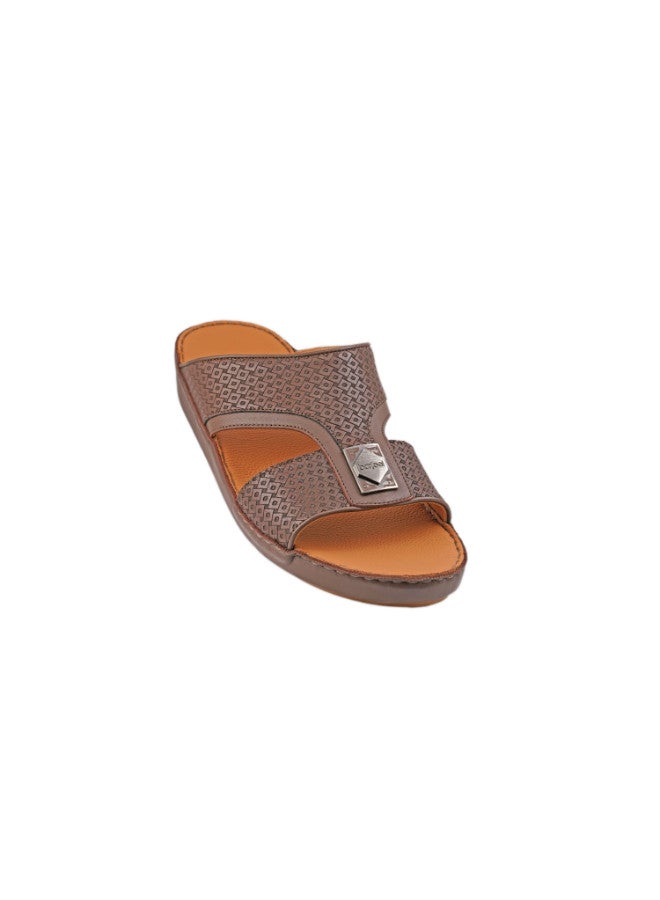 008-2879 Barjeel Uno Mens Arabic Sandals 001928 Print Brown