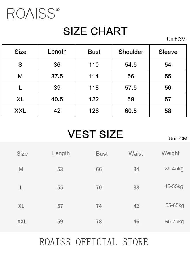 Women 2 Piece Set Loose Fit Pullover Short Sweatshirt & Slim Fit Sleeveless Vest Classic and Timeless Solid Color Design Loose Fit to Enhance the Figure and Prevent Exposing Perfect as a Base Layer