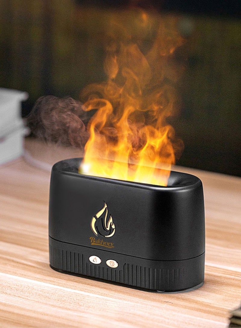 Essential Oil Diffuser with Multi Flame Effect, Ultrasonic Aromatherapy Humidifier, Ultra-Quiet 30dB, Use for Home, Office, Bedroom, Kitchen, PP Material, 200 ml, Black