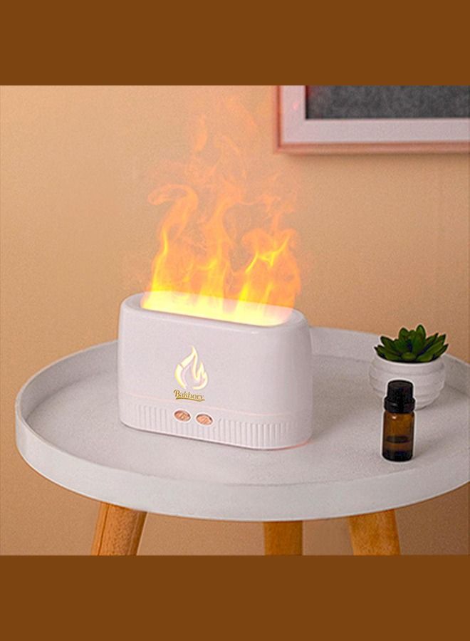 Essential Oil Diffuser with Multi Flame Effect, Ultrasonic Aromatherapy Humidifier, Ultra-Quiet 30dB, Use for Home, Office, Bedroom, Kitchen, PP Material, 200 ml, White