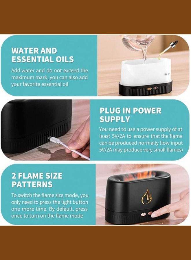 Essential Oil Diffuser with Multi Flame Effect, Ultrasonic Aromatherapy Humidifier, Ultra-Quiet 30dB, Use for Home, Office, Bedroom, Kitchen, PP Material, 200 ml, White