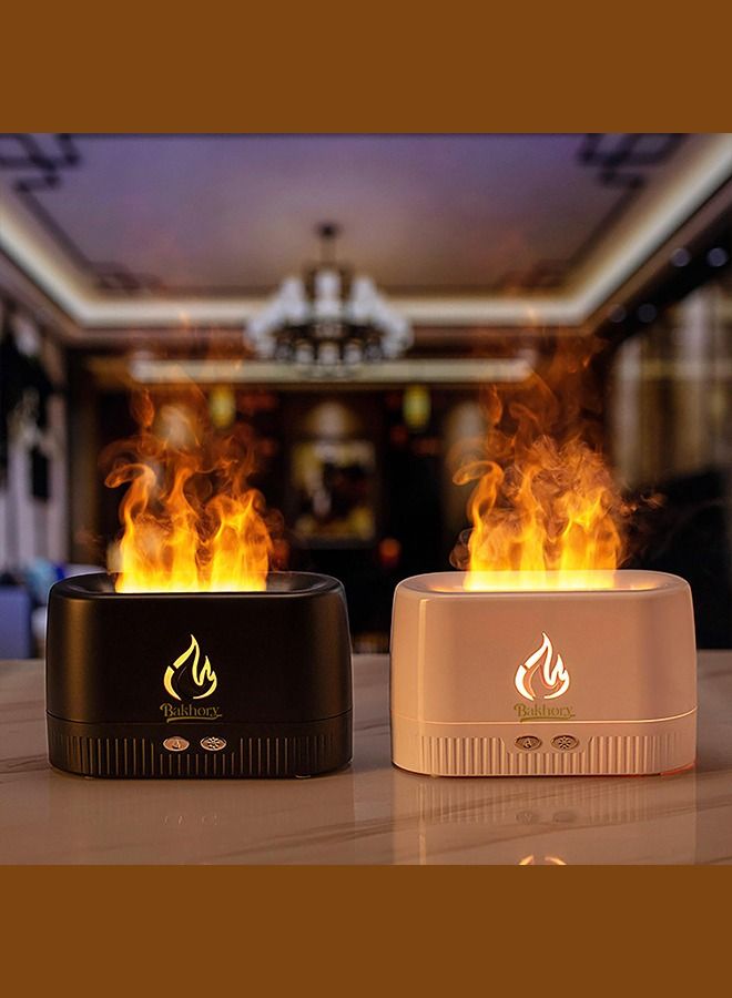 Essential Oil Diffuser with Multi Flame Effect, Ultrasonic Aromatherapy Humidifier, Ultra-Quiet 30dB, Use for Home, Office, Bedroom, Kitchen, PP Material, 200 ml, White