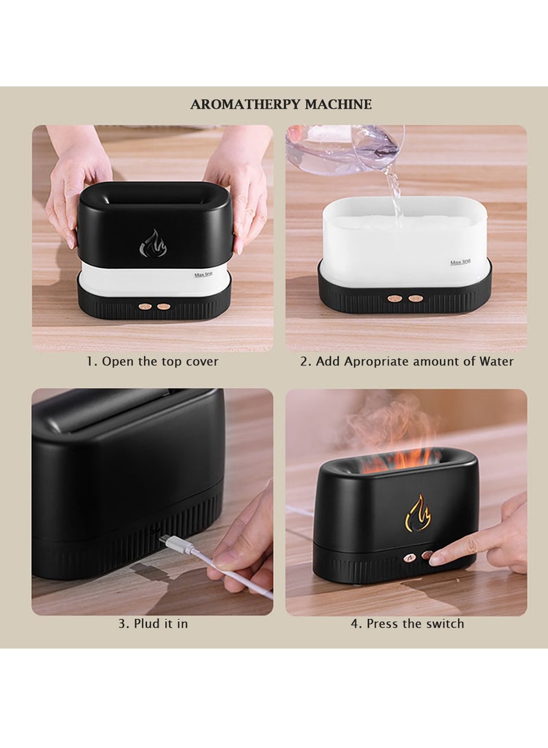 Essential Oil Diffuser with Multi Flame Effect, Ultrasonic Aromatherapy Humidifier, Ultra-Quiet 30dB, Use for Home, Office, Bedroom, Kitchen, PP Material, 200 ml, White