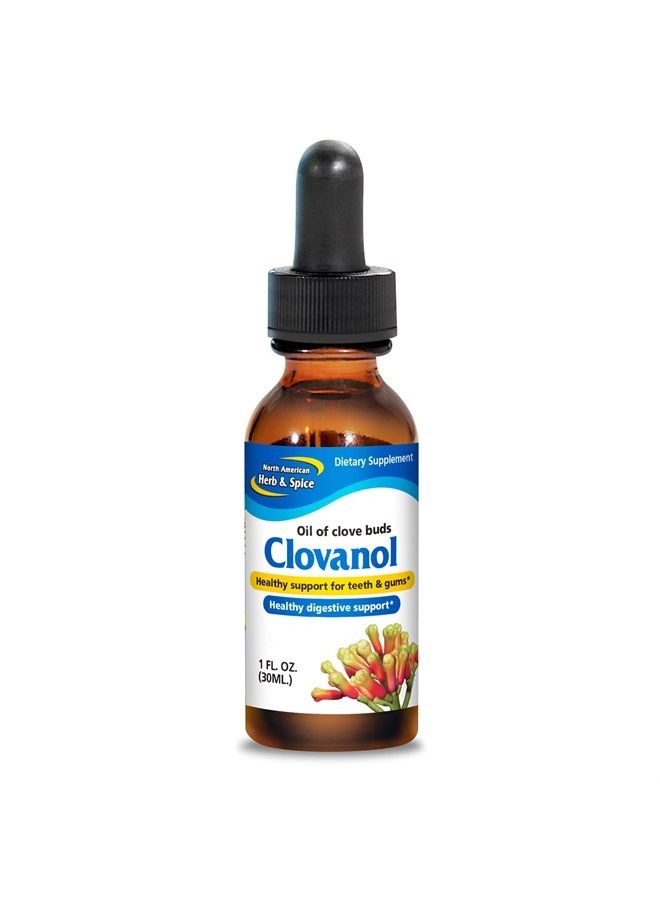Clovanol - 1 fl oz - Oil of Clove Buds - Healthy Support for Teeth & Gums, Healthy Digestive Support - Non-GMO, Kosher - 318 Servings