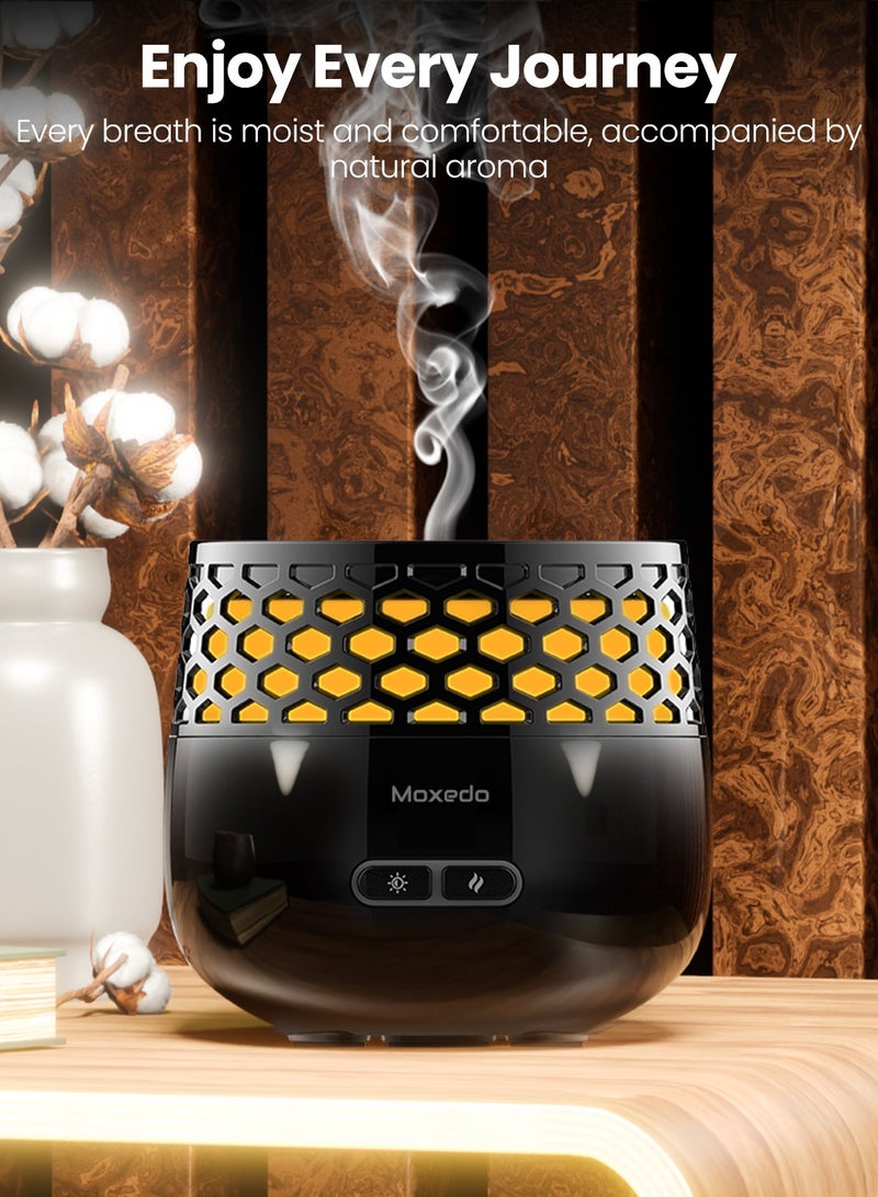 Moxedo Electric Incense Burner Portable Aroma Diffuser with 7 Colors LED Lights USB Rechargeable for Office and Home Décor (Black)