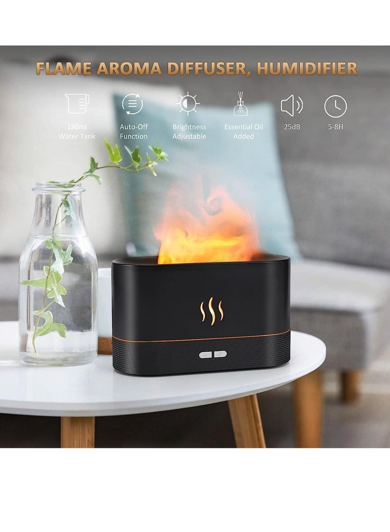 Flame Diffuser Humidifier-Auto Off 180ml Essential Oil Diffuser-2 Modes Brightness Aroma Humidifier with Fire Flame Effect for Home,Office,Spa,Gym