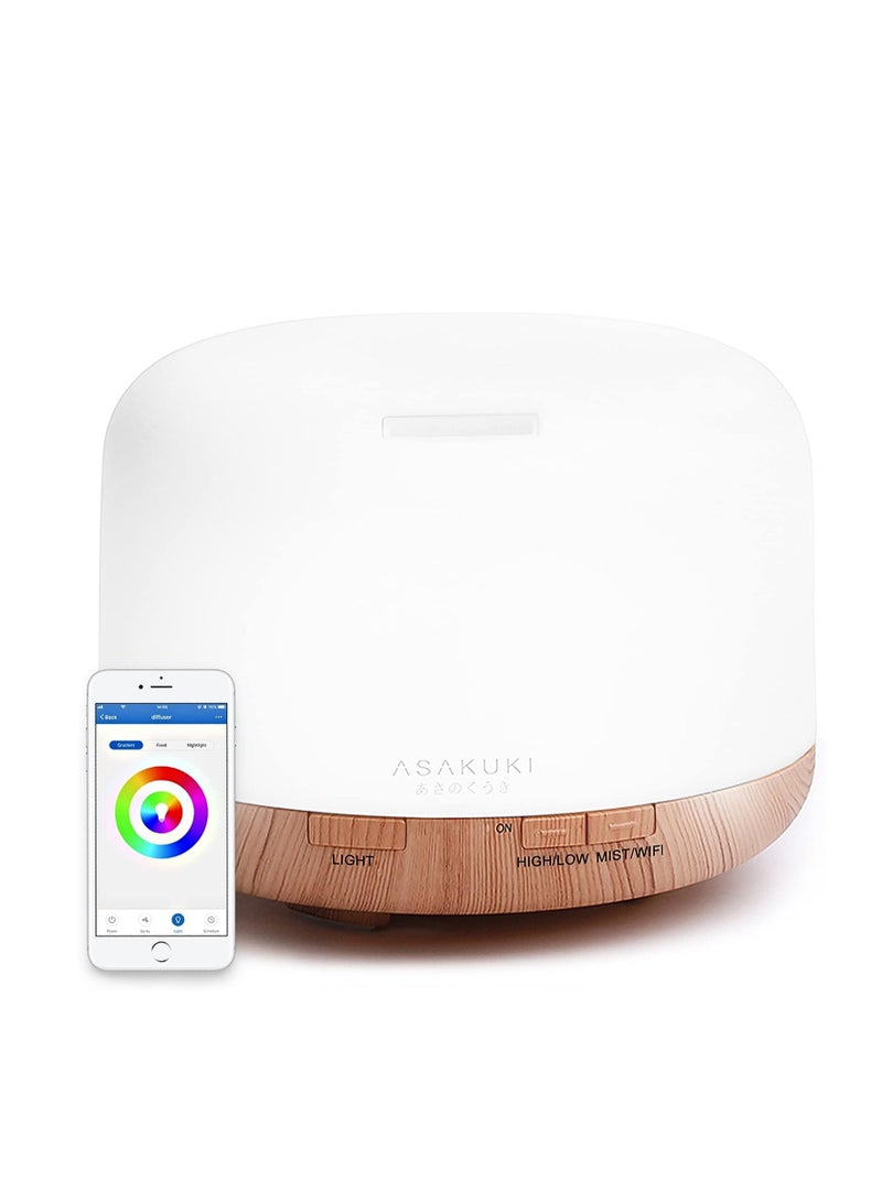 ASAKUKI Smart Wi-Fi Essential Oil Diffuser, App and Voice Control Compatible with Alexa, 500ml Aromatherapy Humidifier for Relaxing Atmosphere in Home Office Bedroom Gold