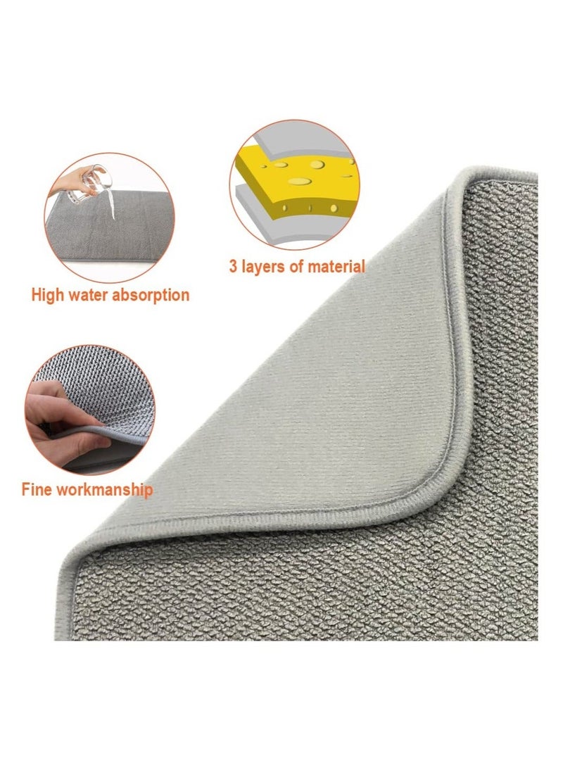 Large Dish Drying Mat for Kitchen Counter, 2 Pcs Absorbent Dish Drainer Mat, Super Absorbent Dish Drying Pads, for Countertops, sinks, draining racks(Gray)